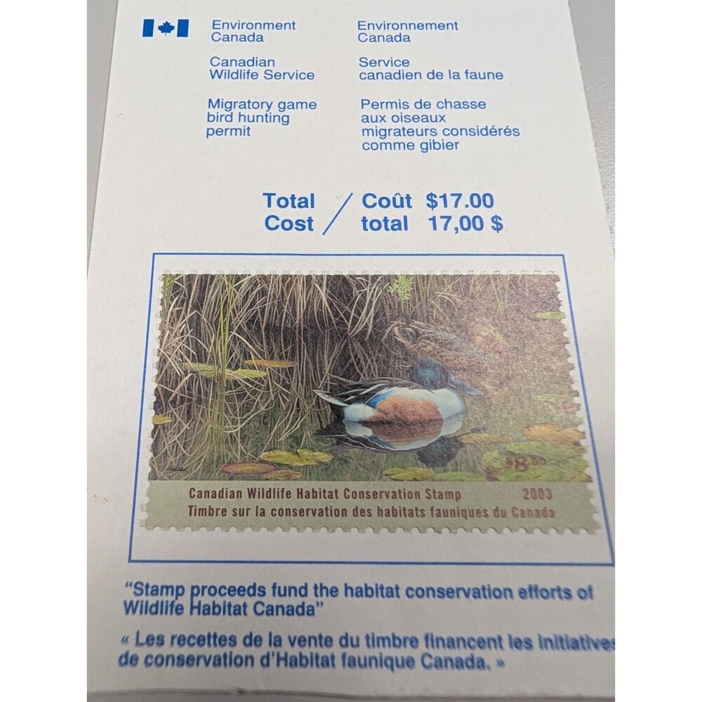Canada (CN19) 2003 Wildlife Habitat Conservation Stamp (MNH) corner single